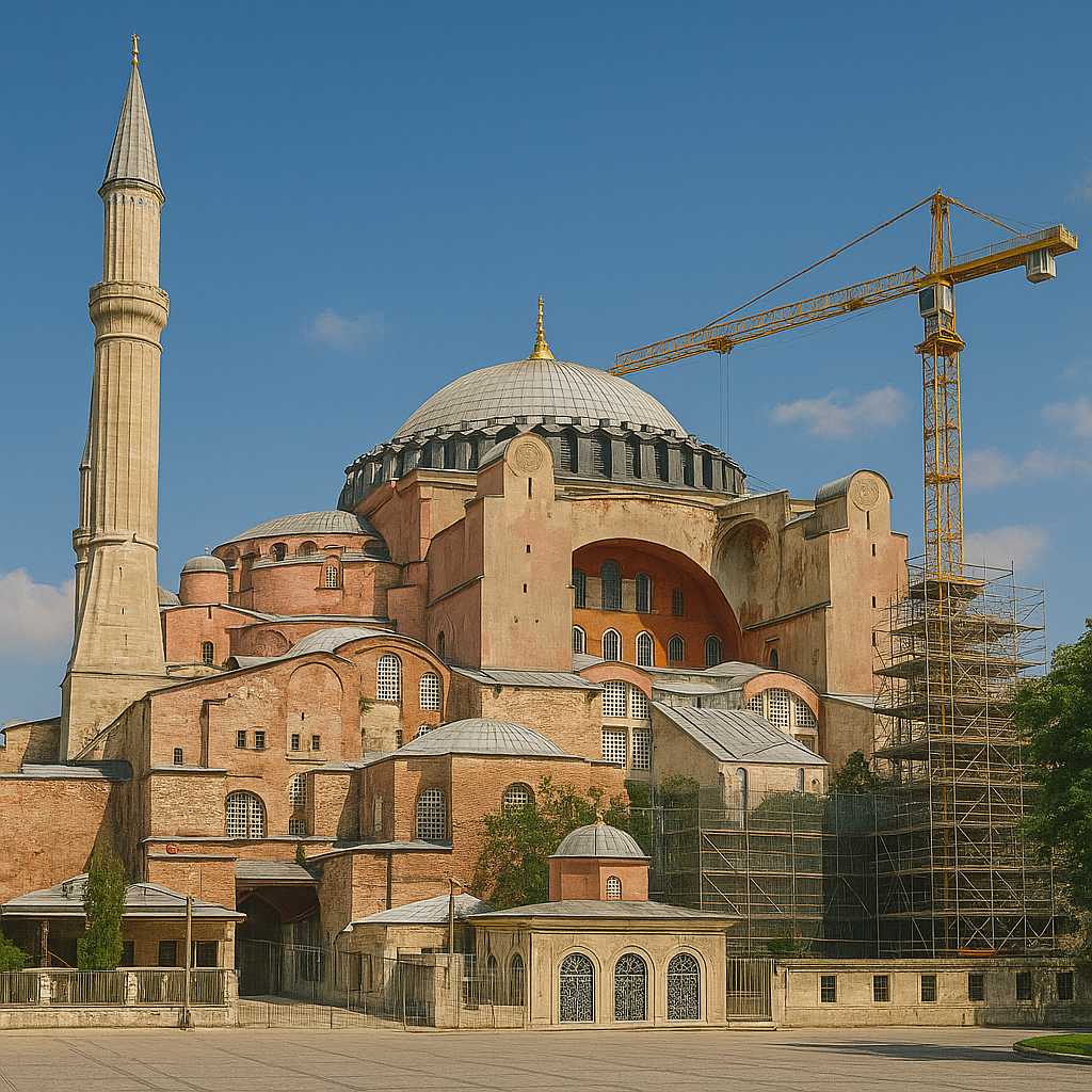 ayasofya camii restorasyonuyla zamana direniyor
